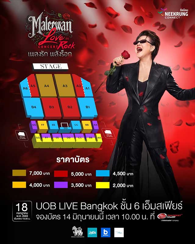 ผังที่นั่งคอนเสิร์ตมาลีวัลย์